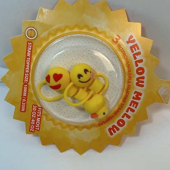 Straw Toppers Emoji Set Cook with Color reusable piece silicone - Picture 4 of 8